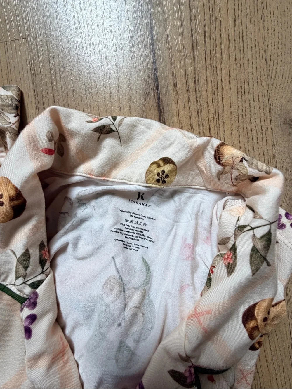 Ladies Fall Floral & Fruit Print Pink Pajama Bottoms